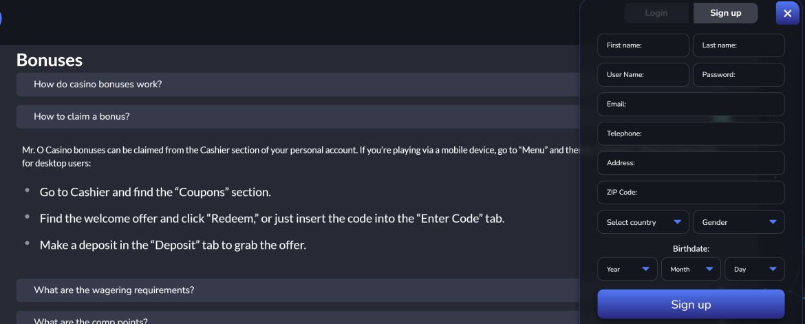 Claiming bonus code